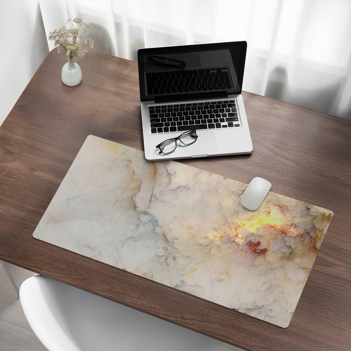 Kremowa mata na biurko Abstrakcyjna chmura, 90x45 cm