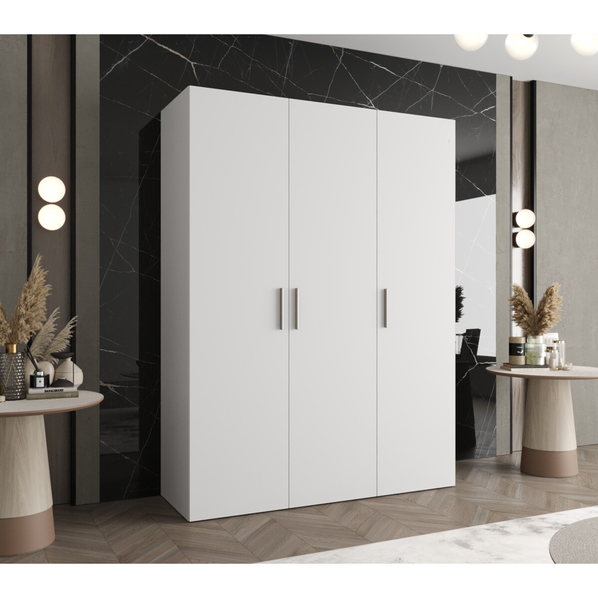 Szafa uchylna otwierana BARI 1 150 wys. 202 cm Biały + u. Srebrny