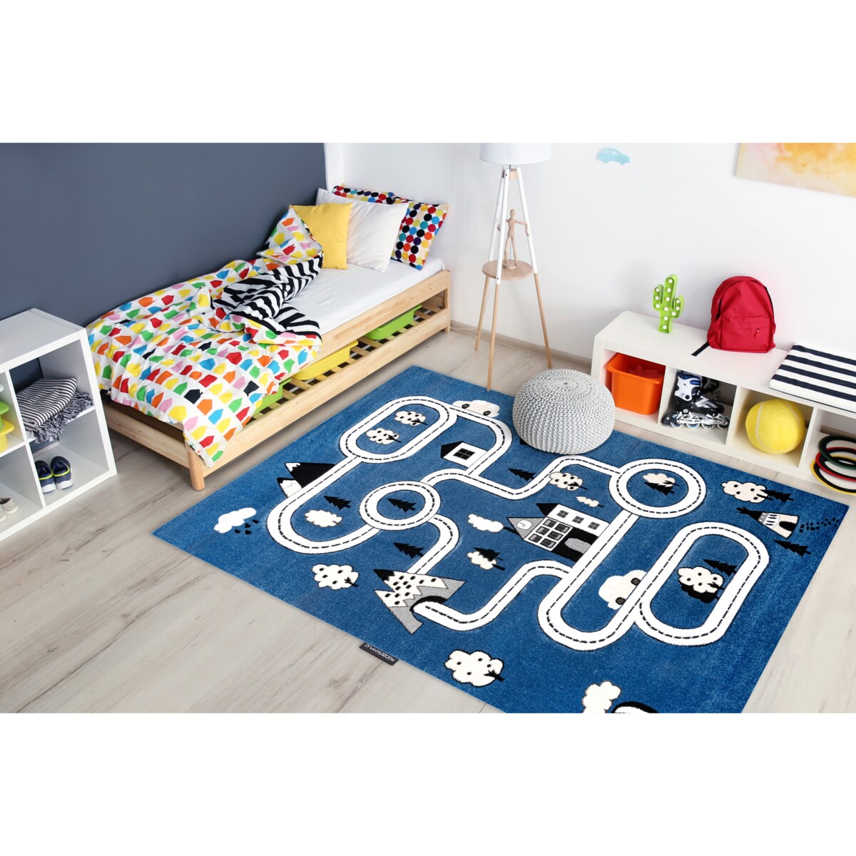 Dywan PETIT TOWN MIASTO ULICE niebieski 80x150 cm