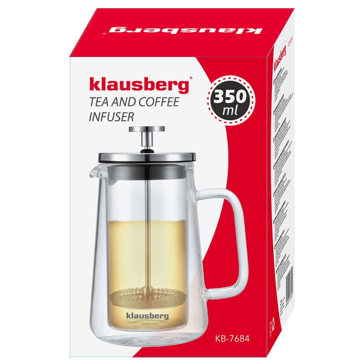 Zaparzacz do kawy herbaty 0.35L French Press srebrny KLAUSBERG