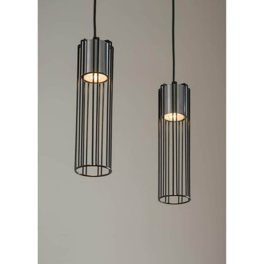 Srebrna lampa wisząca Fobia industrialny zwis druciaki