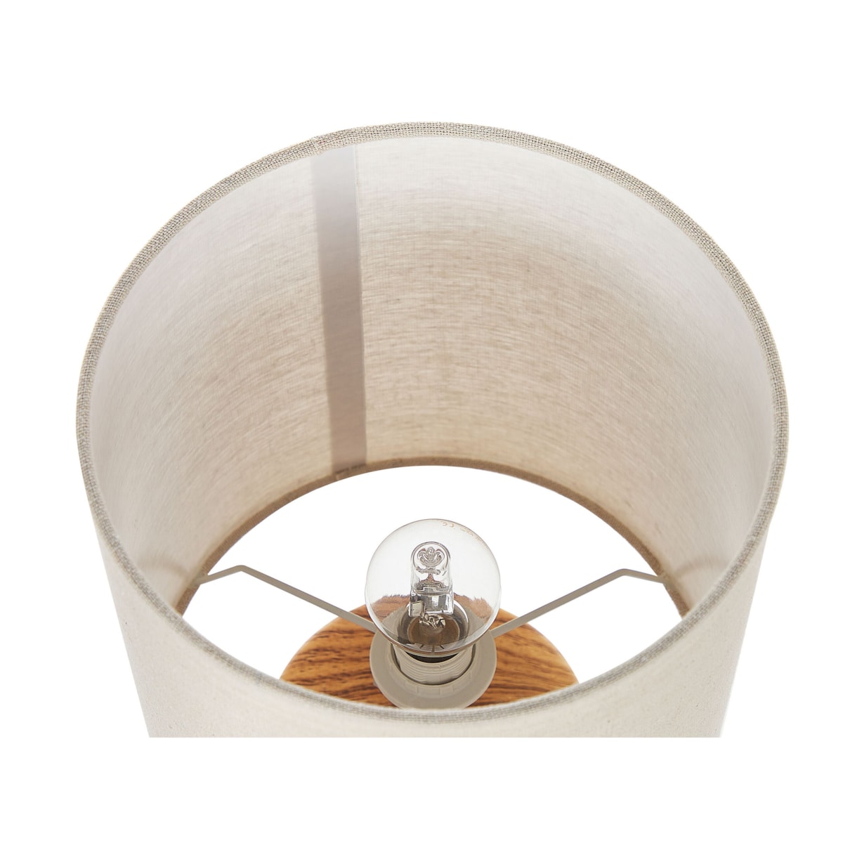 Lampa stołowa ceramiczna biała z jasnym drewnem ALZEYA