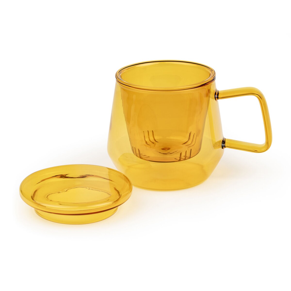 Kubek szklany z zaparzaczem Livorno 290ml - bursztynowy / Bredemeijer