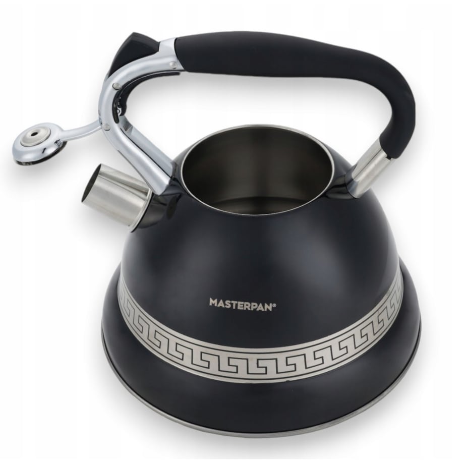 Duży Czarny Tradycyjny Czajnik Z Gwizdkiem Stalowy 3L Na Indukcję Gaz