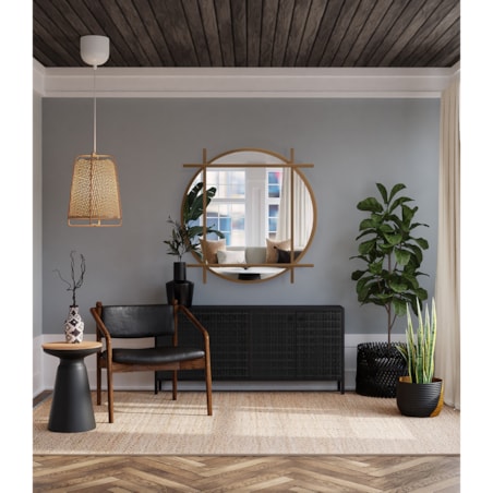 Lustro okrągłe loft ze szprosami mdf - IZYD - kolor do wyboru