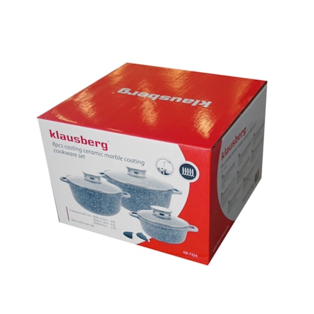 Zestaw 3 garnków z powłoką marmurową 2.3/4.5/6.8L 6 elementów KLAUSBERG
