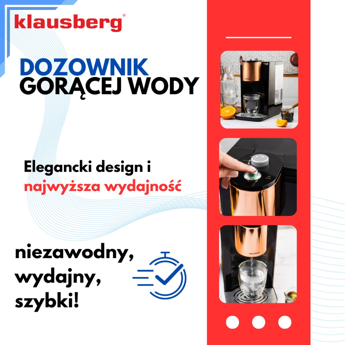 Dozownik dystrybutor podgrzewacz do gorącej wody 2.2L z regulacją temperatury KLAUSBERG