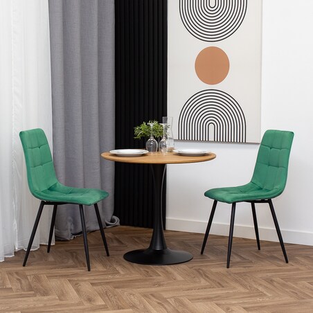 Krzesło tapicerowane welurowe pikowane zielone do salonu jadalni