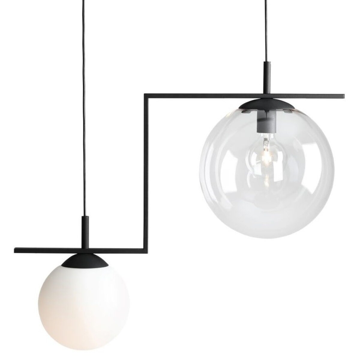 Modernistyczna lampa wisząca 1038H1 Aldex szklane kule ZWIS do jadalni przezroczysty