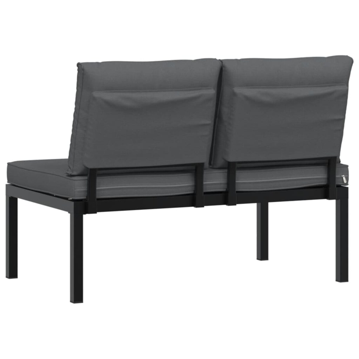 vidaXL Ławka ogrodowa z poduszkami, czarna, aluminium