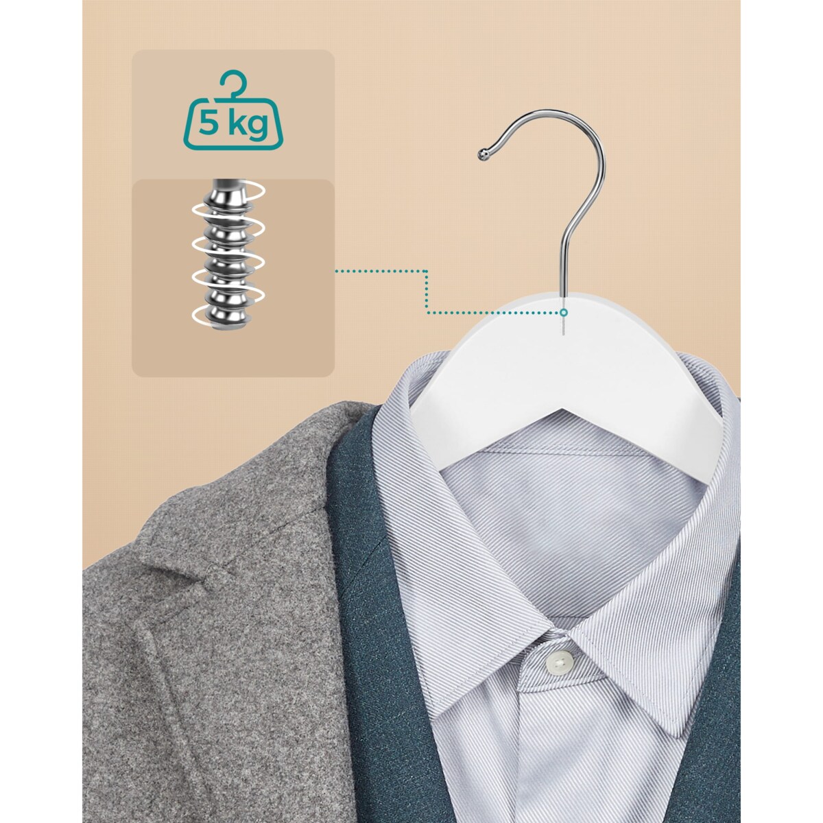 Wieszaki Drewniane Na Ubrania Komplet 10Szt Biały