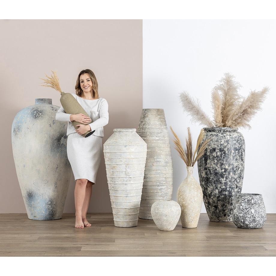 Wazon Dafni 30x79cm white grey, 30 x 79 cm