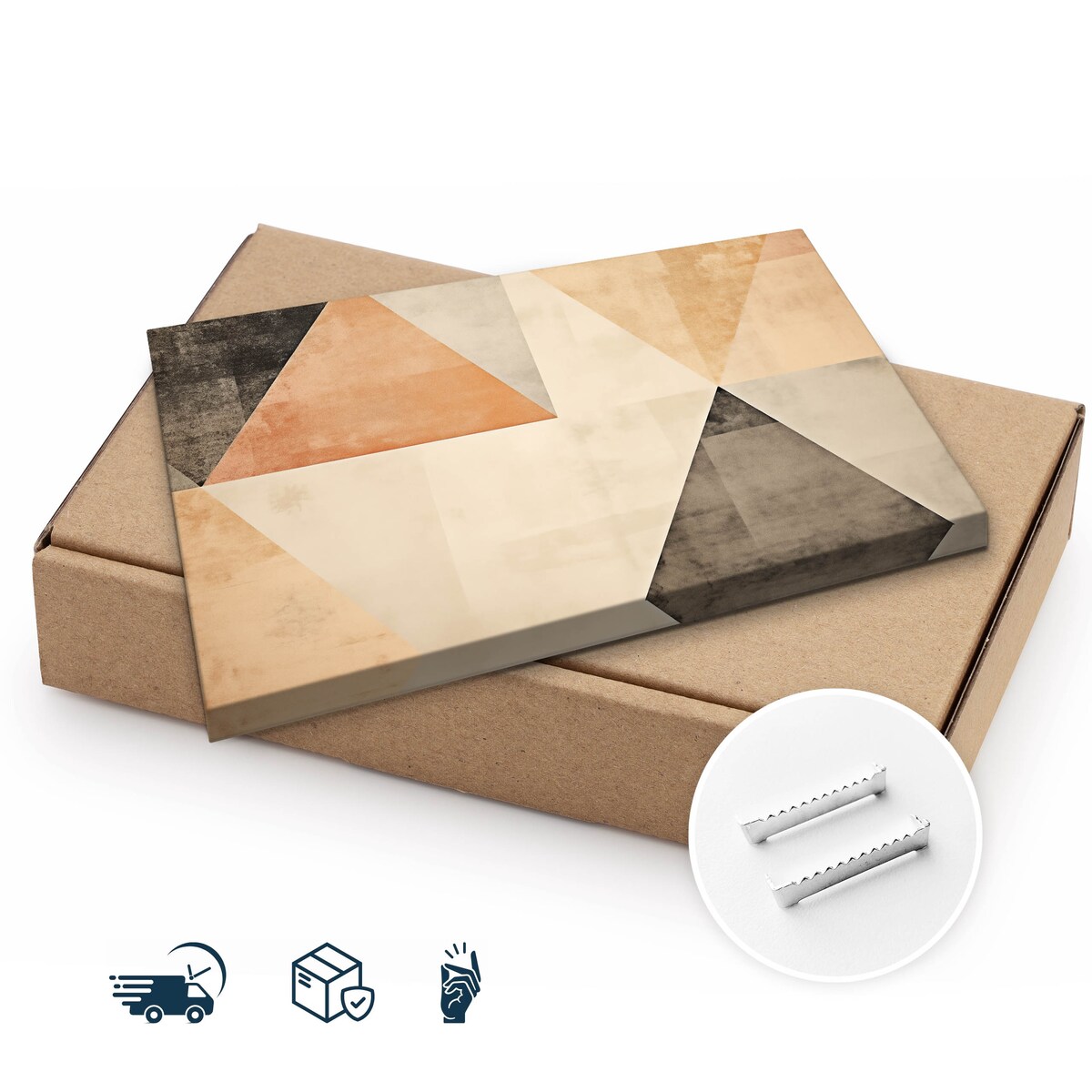 Obraz Ścienny Do Salonu Abstrakcja Trójkąty Wzór Geometryczny Boho 70x50cm