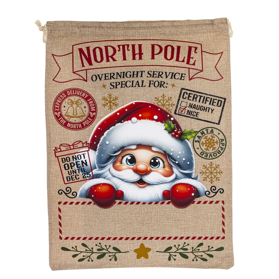 Worek świąteczny na prezenty 65x48,5x1 cm NORTH POLE-2 Mikołaj
