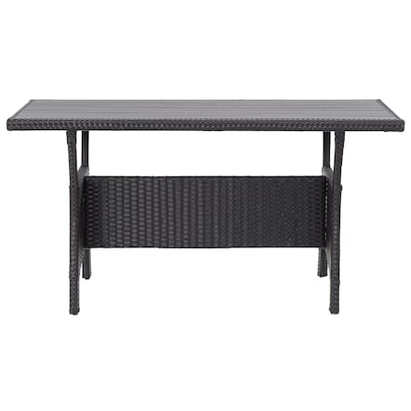 vidaXL Stół ogrodowy, czarny, 120x70x66 cm, polirattanowy