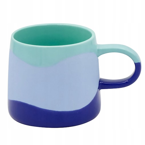 KUBEK CERAMICZNY NA KAWĘ HERBATĘ CZEKOLADĘ ZIELONO-NIEBIESKI Z UCHWYTEM 400 ML PREZENT UPOMINEK DLA KOBIETY MAMY ŻONY BABCI DZIEWCZYNY KOLEŻANKI NIEJ