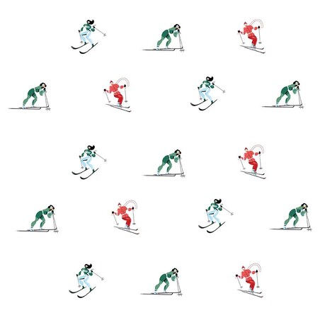 Poduszka świąteczna na krzesło - Kolorowi narciarze