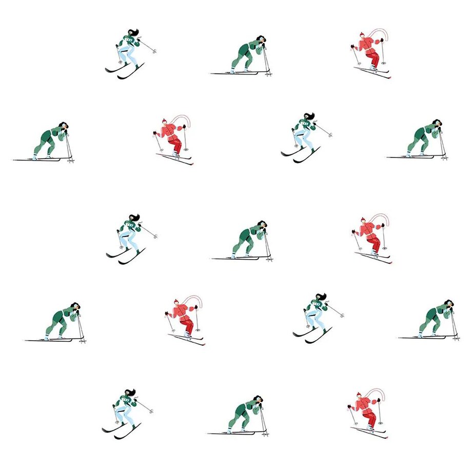 Poduszka świąteczna na krzesło - Kolorowi narciarze