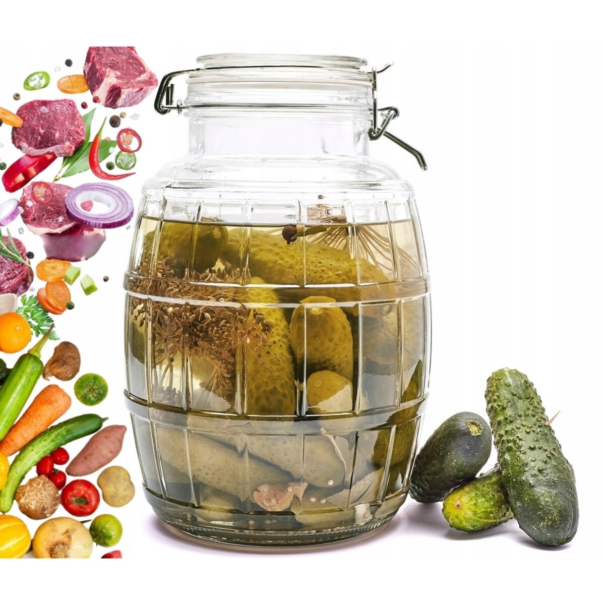 2x szklana beczka 4,1L pojemnik słoik na grzyby kapusta ogórki papryka wek