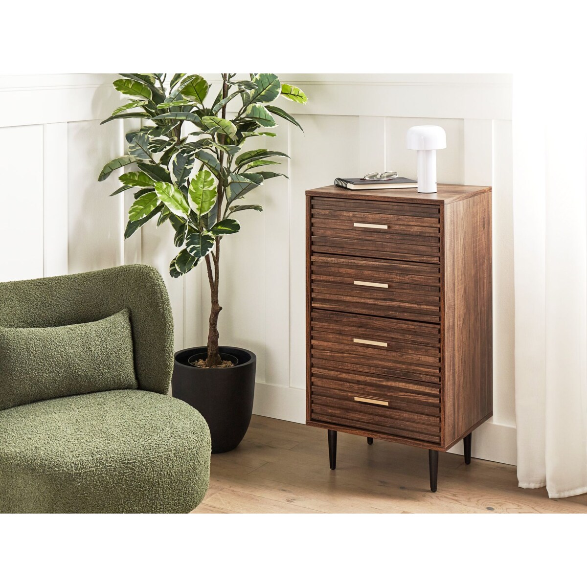 Komoda 4 szuflady ciemne drewno KEITH