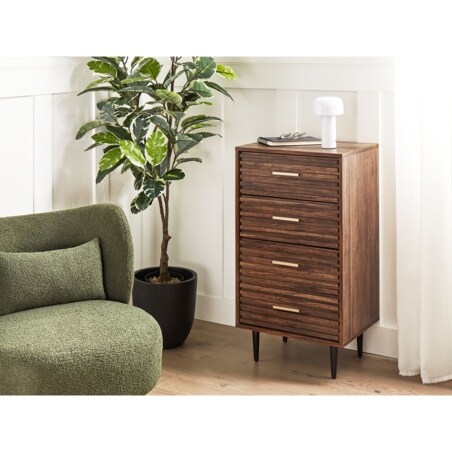 Komoda 4 szuflady ciemne drewno KEITH