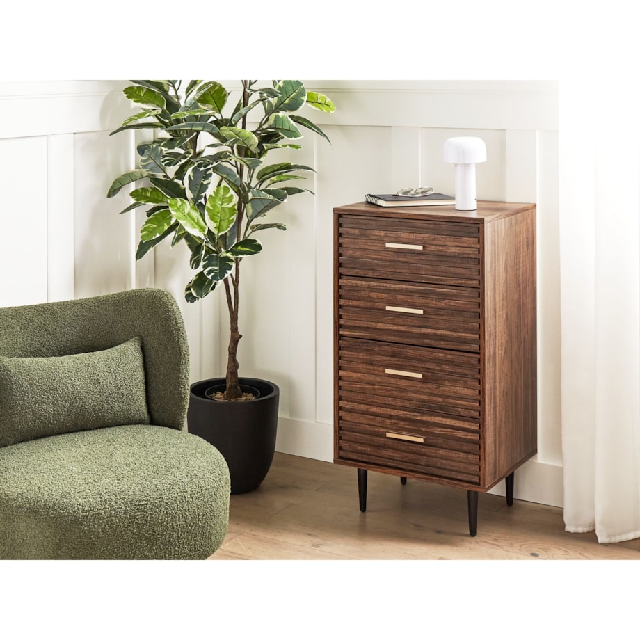 Komoda 4 szuflady ciemne drewno KEITH