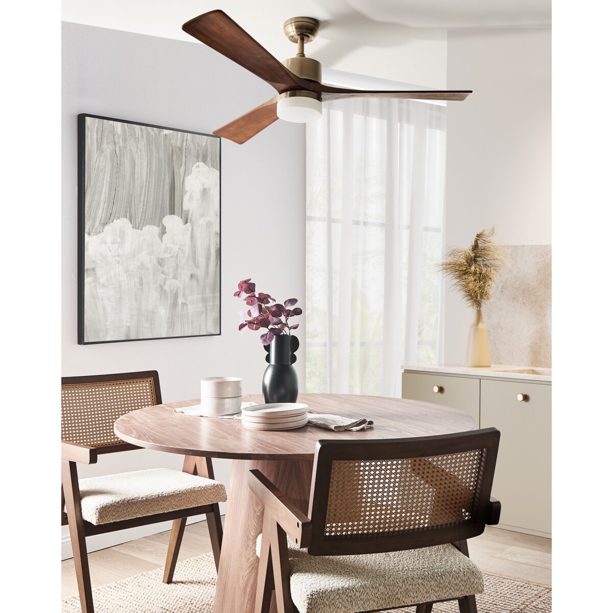 Wentylator sufitowy z lampą ARUWIMI Z pilotem Mosiężny