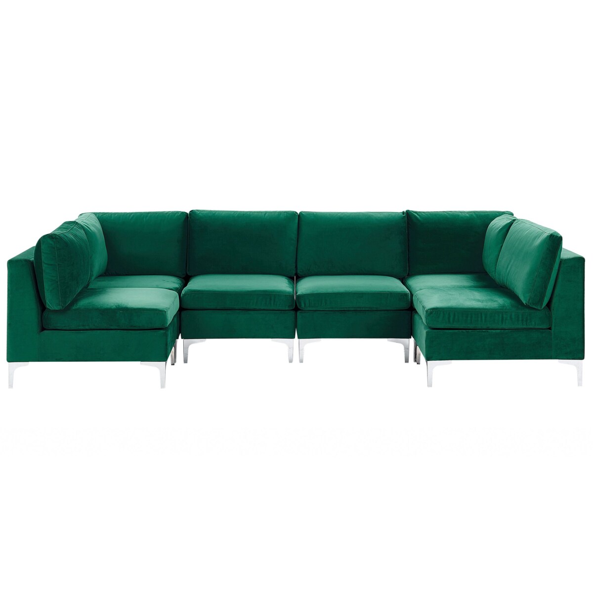 Sofa modułowa 6-osobowa welurowa zielona EVJA