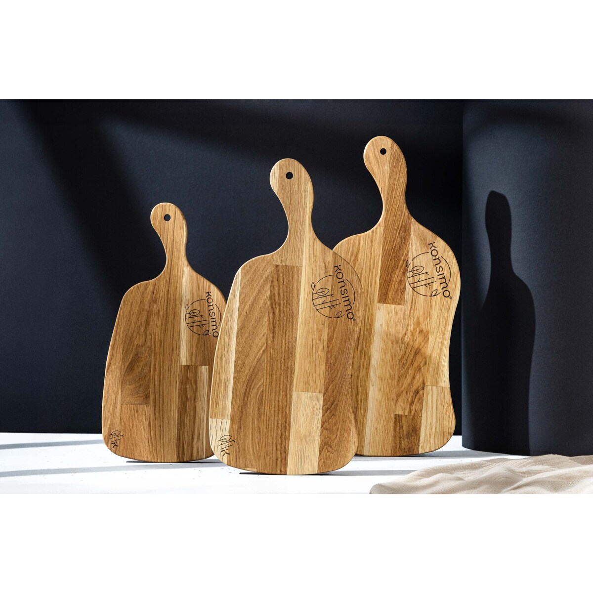 Konsimo LIVO Zestaw desek do krojenia (3szt.), drewno dębowe