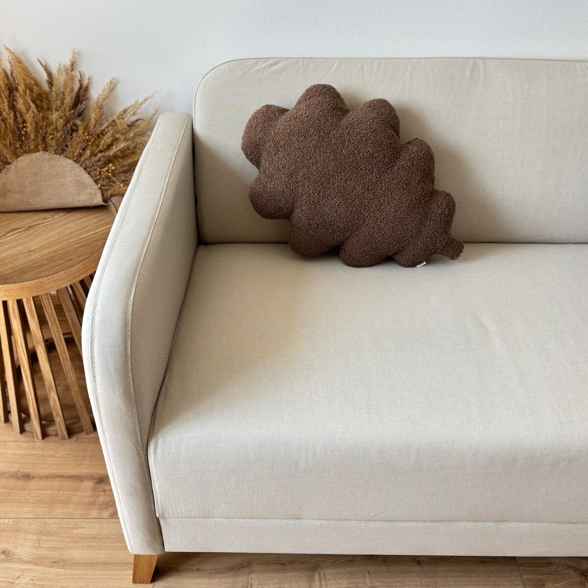 Poduszka jesienna Liść dębu brązowa boucle