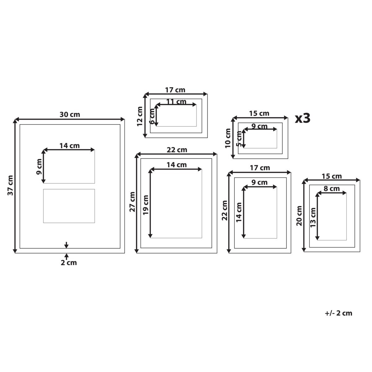 Galeria ścienna krajobrazy 8 ramek biała GARANGO