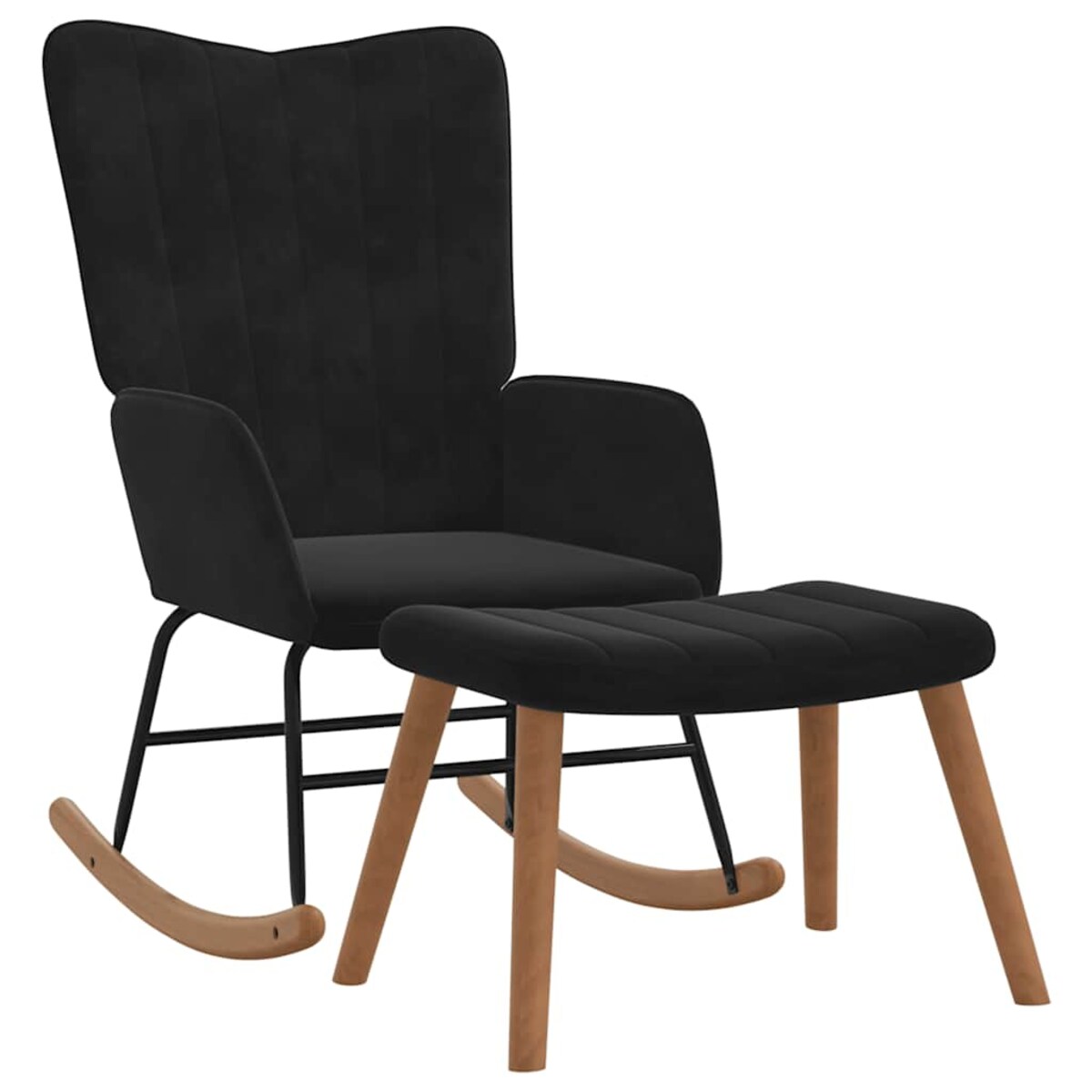 vidaXL Fotel bujany z podnóżkiem, czarny, obity aksamitem
