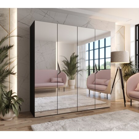 Szafa uchylna z lustrem Sandi 3 200 wys 202 cm Czarny + u Kaszmir