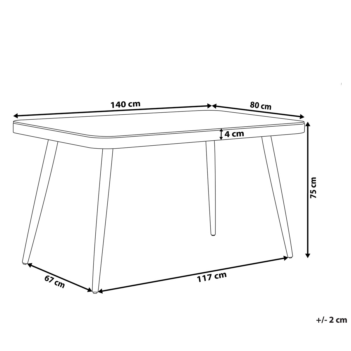 Stół ogrodowy LIPARI 140 cm 80 cm Szkło Szary