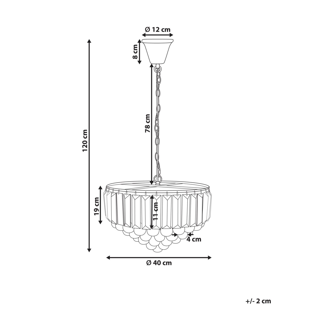 Żyrandol kryształowy 40 cm złoty ACHEIRO