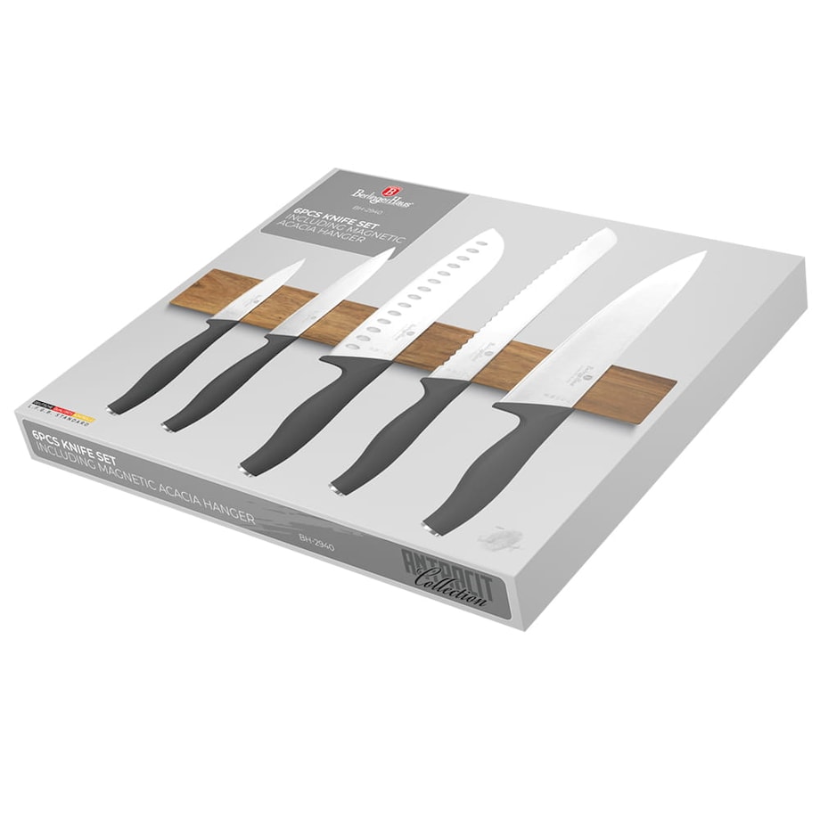 Zestaw noży z listwą magnetyczną 6 elementów BERLINGER HAUS Antracit