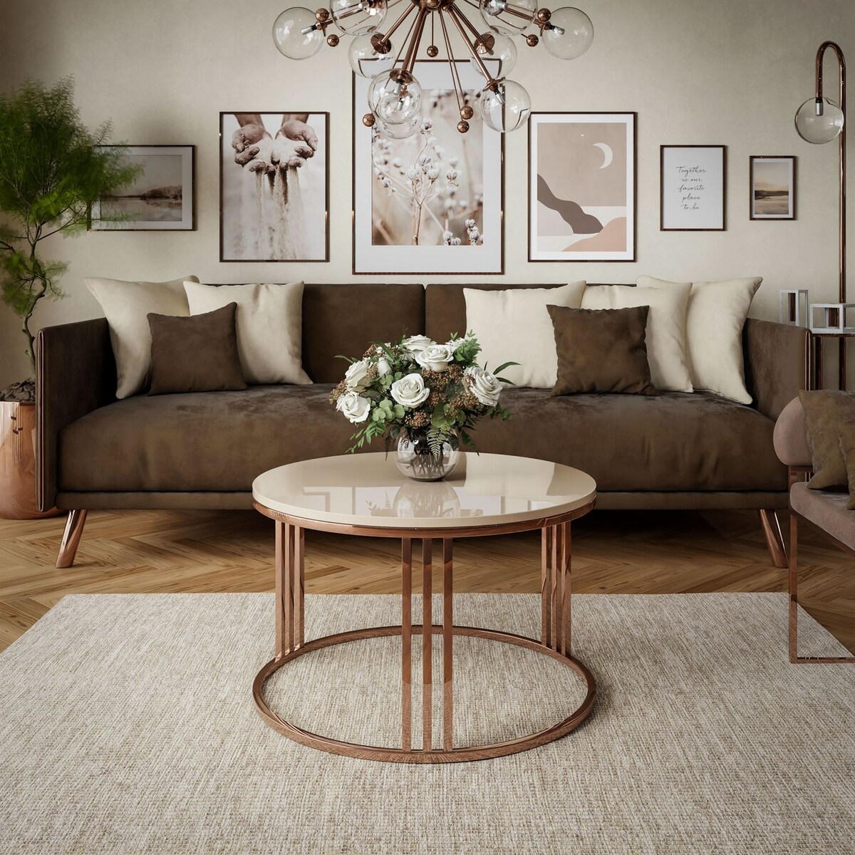 Stolik kawowy LORI miedź kaszmir połysk