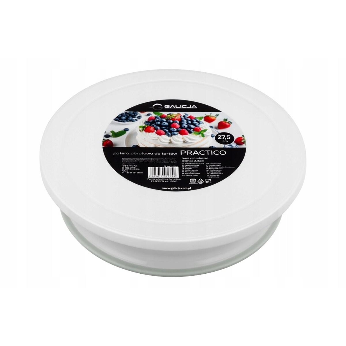 Patera obrotowa do tortów CIASTO DEKOROWANIE 27,5cm białe tworzywo koło