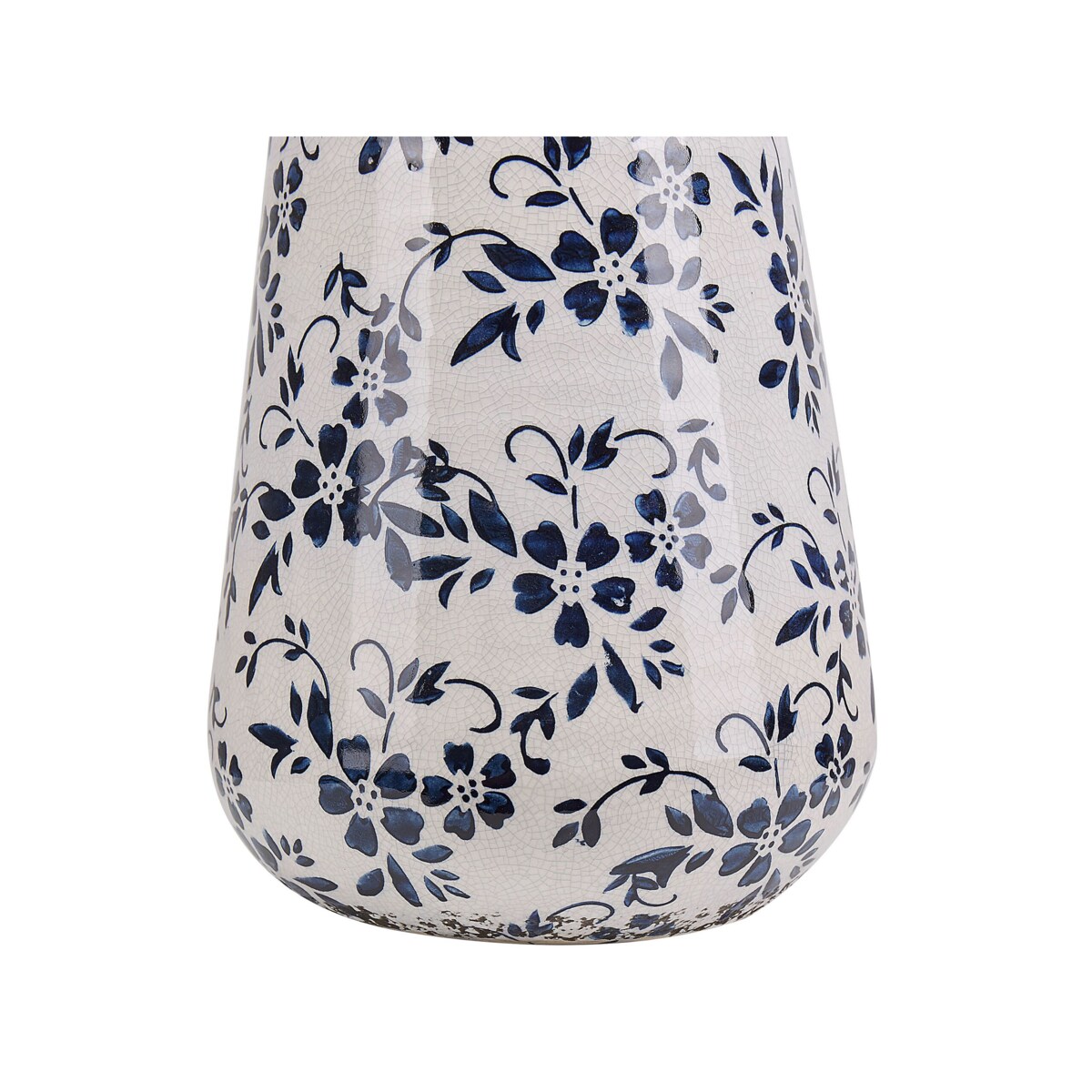 Wazon na kwiaty ceramiczny 20 cm biały z niebieskim MARONEIA