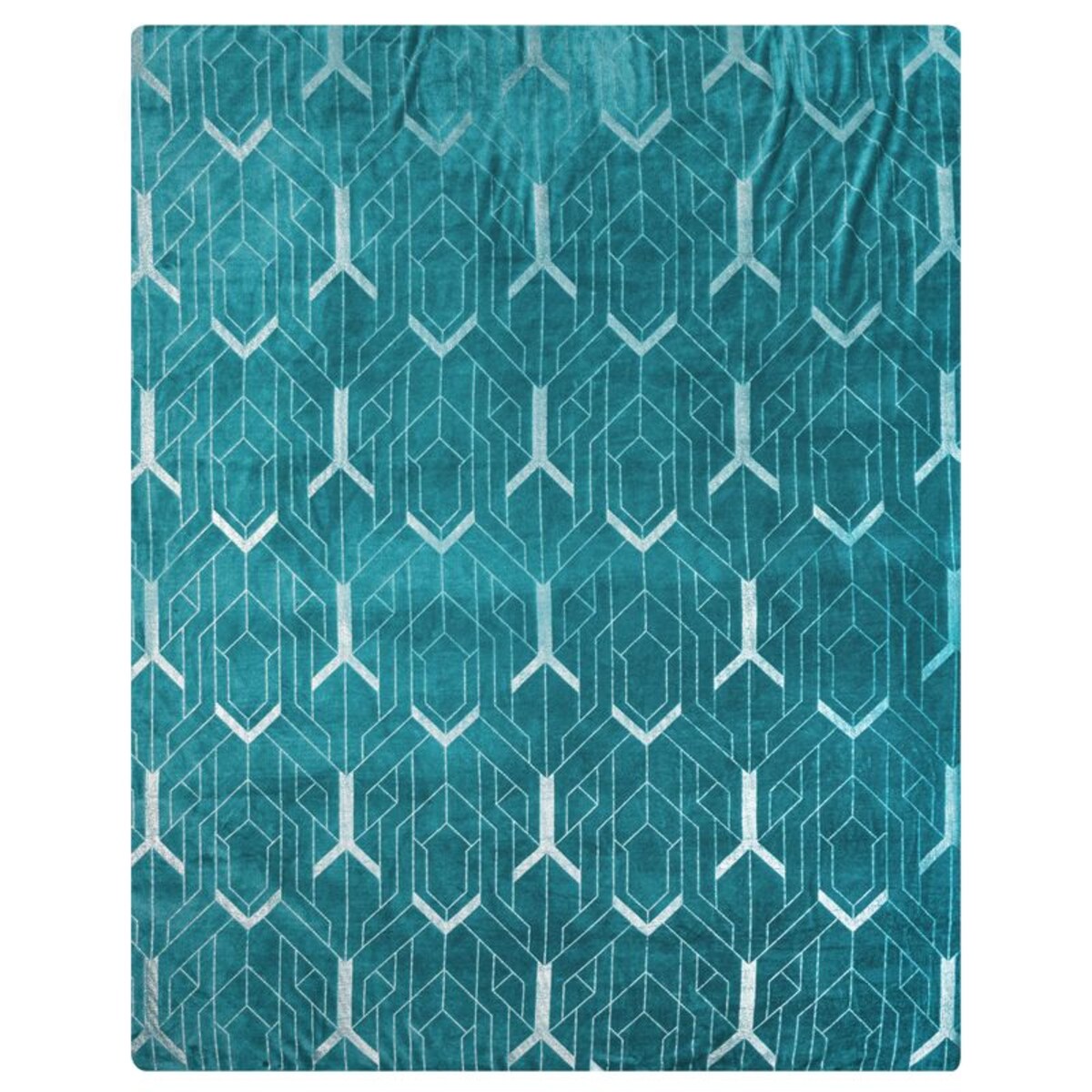 Koc mikrofibra z Nadrukiem 150 x 200 cm Turkusowy Elegancki Pled na Sofę