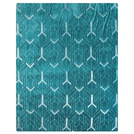 Koc mikrofibra z Nadrukiem 150 x 200 cm Turkusowy Elegancki Pled na Sofę