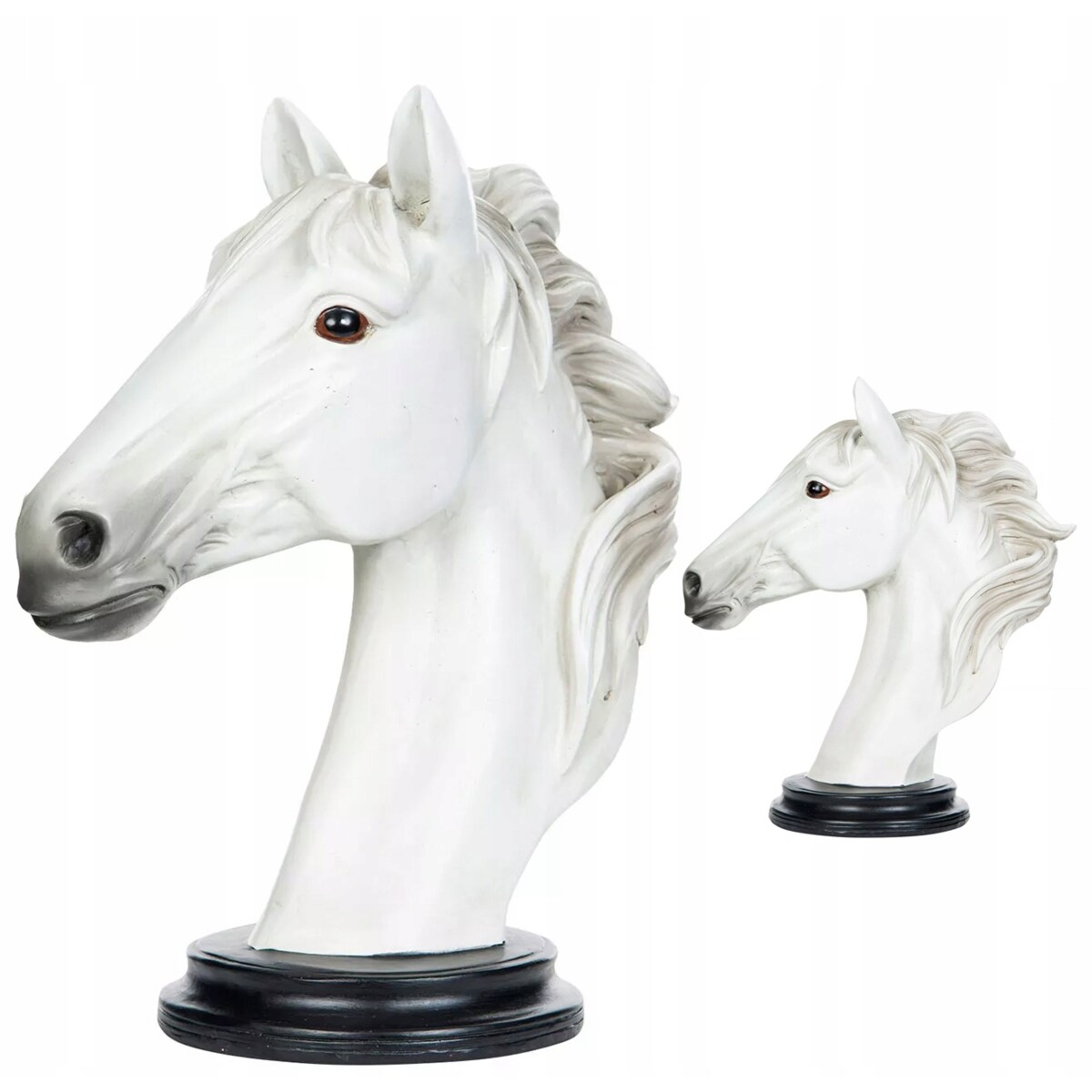 FIGURKA KOŃ GŁOWA KONIA BIAŁA popiersie statua dekoracja do salonu 28cm