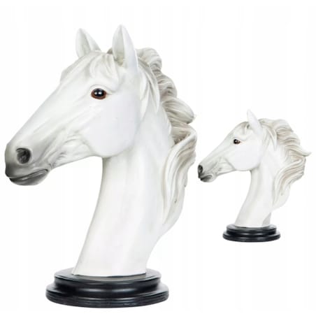 FIGURKA KOŃ GŁOWA KONIA BIAŁA popiersie statua dekoracja do salonu 28cm