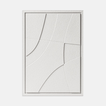 Obraz 3D 50x70cm Abstract II – Dekoracja Ścienna z Tynku Naturalnego, Bianco, Minimalistyczny Relief