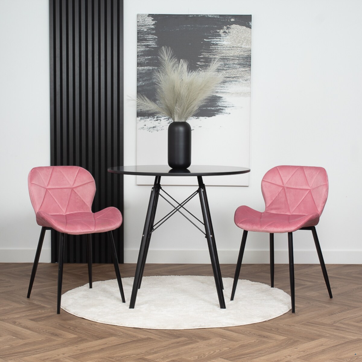 Krzesło tapicerowane welurowe pikowane różowe do salonu jadalni