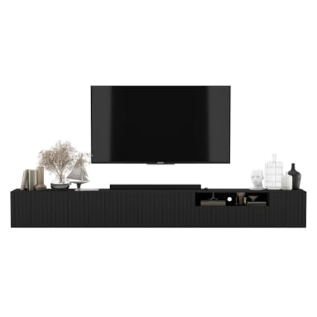 Wisząca Szafka RTV Glamour Komoda RTV Czarny Mat Ryflowane fronty 300 cm