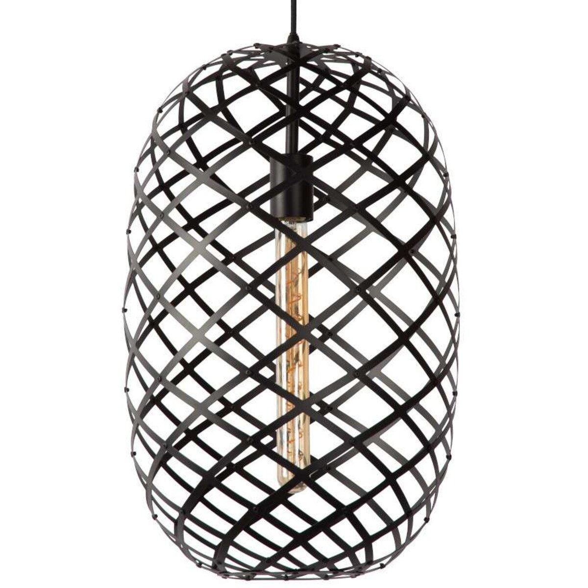 LAMPA wisząca WOLFRAM  21417/32/30 Lucide loftowa OPRAWA metalowy ZWIS druciany czarny