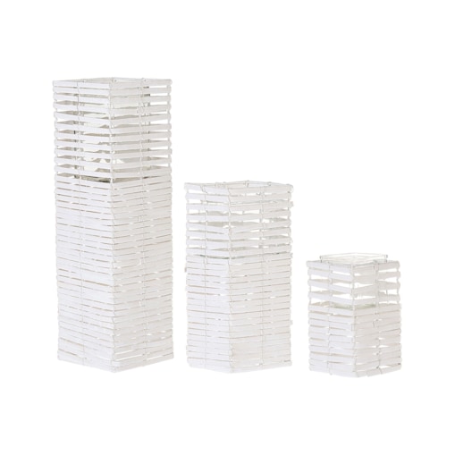 Zestaw 3 świeczników biały MAROLA