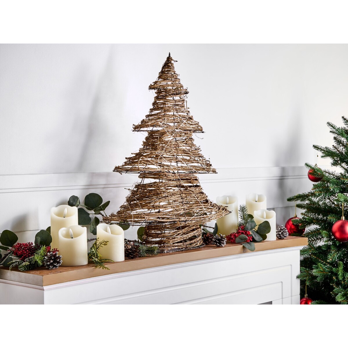 Dekoracja świąteczna LED FURESO Choinka 60 cm Naturalny