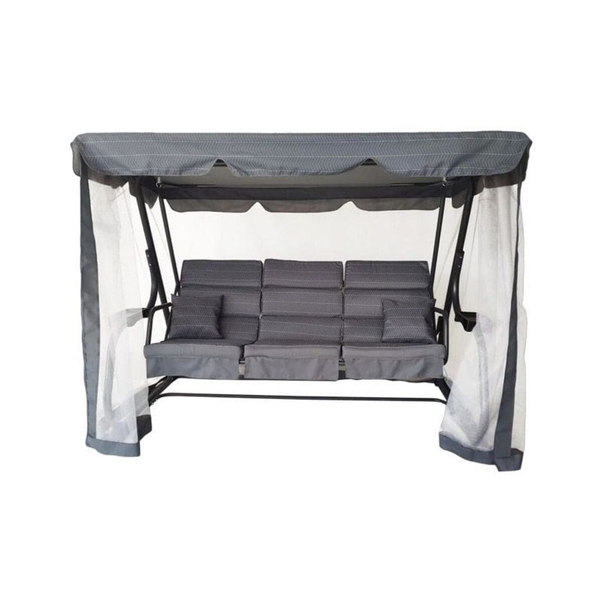 Grafitowa huśtawka ogrodowa z moskitierą Ines